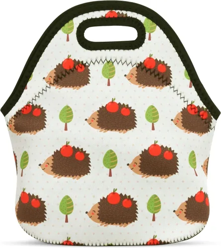 Violet Mist Bolsa lonchera de almuerzo de neopreno, reutilizable, aislante, para escuela, picnic, bolsa de almuerzo, organizador para mujeres, Erizo