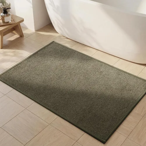 Miniatura 66 de YIHOUSE Juego de 2 tapetes de baño, color beige, ultrafino, absorbente, antideslizante, para baño, lavable, ducha, lavabo, lavandería