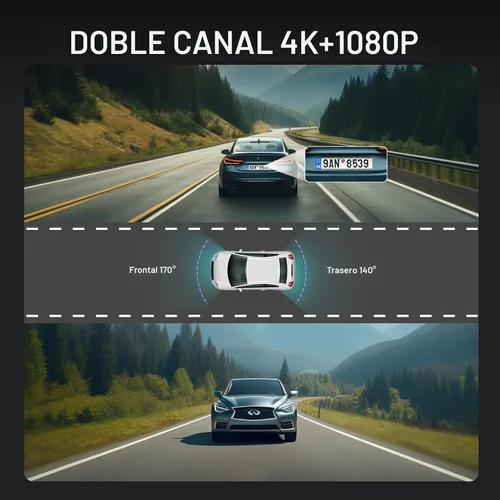 Miniatura 7 de Veement Cámara de espejo retrovisor 4K, cámara de tablero de espejo 4K de 10 pulgadas con cámara de respaldo de 1080P, cámara de tablero frontal