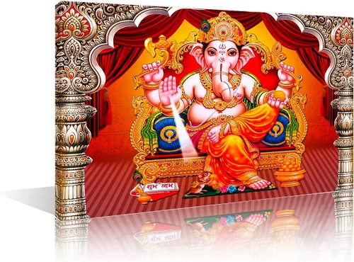 Miniatura 28 de TUMOVO Lord Ganesha - Decoración de pared Ganapati de Deidad india, cuadros impresos en lienzo, pósteres de pintura hinduismo cultural hindú