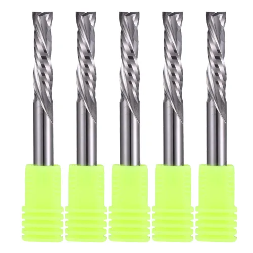 Miniatura 12 de Brocas de enrutador en espiral hacia arriba y abajo, broca de compresión de 1/4 de pulgada de diámetro de corte, 1 pulgada de longitud de corte