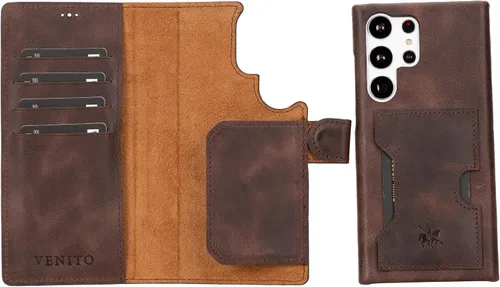 Miniatura 24 de Venito Florence - Funda de piel compatible con Samsung Galaxy S9, extra segura con bloqueo RFID, cartera desmontable para teléfono (gris decolorado)