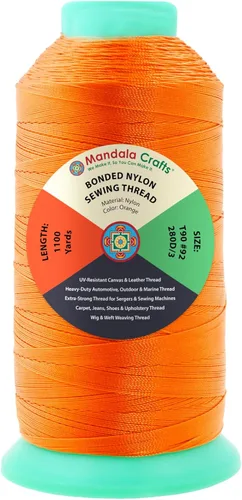 Miniatura 51 de Mandala Crafts - Hilo de nailon para coser cuero, tapicería, mezclilla y para trenzar el pelo; resistente, 1500 yardas, tamaño 69 T70 Marrón