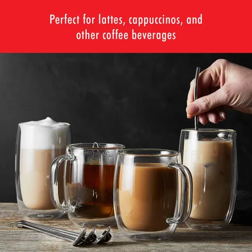 Miniatura 8 de ZWILLING Sorrento Plus - Juego de 2 tazas de café de vidrio de doble pared, 12 onzas, 12.0 fl oz, transparente