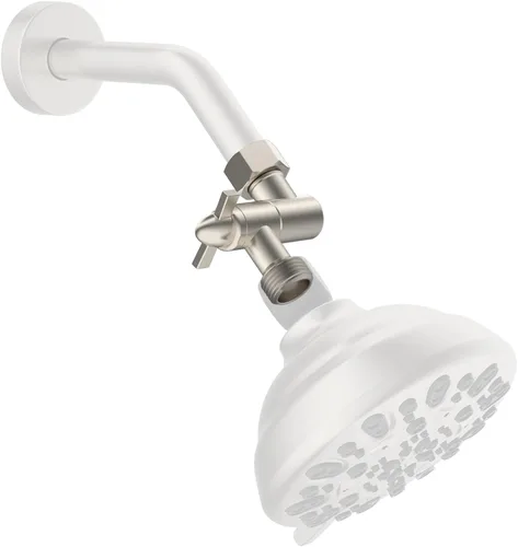 Hibbent Adaptador de codo de cabezal de ducha de metal, adaptador de cabezal de ducha de latón giratorio ajustable de 360°, extensión de brazo de