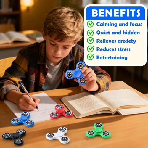 Miniatura 4 de SCIONE Fidget Spinners - Paquete de 5 juguetes sensoriales para aliviar el estrés para adultos y niños, juguetes para reducir la ansiedad, rellenos