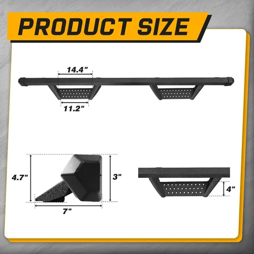Miniatura 7 de SMANOW Estribos laterales compatibles con Ford F150 SuperCrew Cab 2009-2014 con 4 puertas de tamaño completo. Revestimiento de polvo negro
