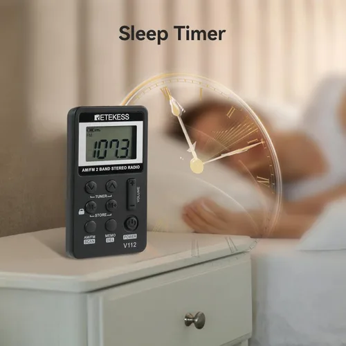 Miniatura 4 de Retekess V112 Radio de Bolsillo AM FM, Radio Digital con Auricular, Batería Recargable con Pantalla LCD para Caminar, Trotar, Entrenamiento (Negro)