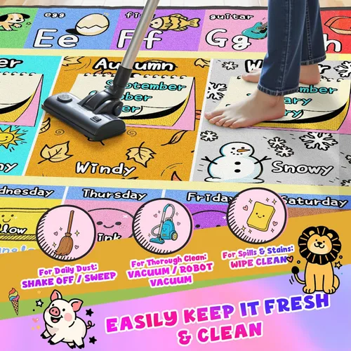 Miniatura 6 de Alfombras con letras del alfabeto para sala de juegos, aula, dormitorio, 5 x 7 pies, antideslizante y suave, alfombra ABC para habitación de niños