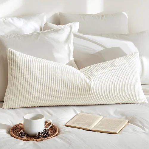 Miniatura 25 de Artscope Fundas de Almohada de Pana a Rayas Acogedoras Súper Suaves Decorativas Oblongas Fundas de Almohada Decorativa Funda de Cojín para Sofá