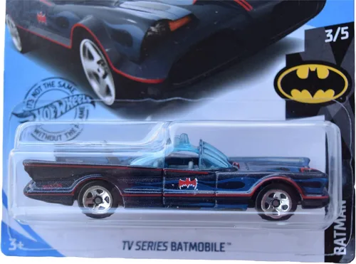 Miniatura 2 de Hot Wheels Batmobile 118/250, coche fundido a presión negro con llamas azules