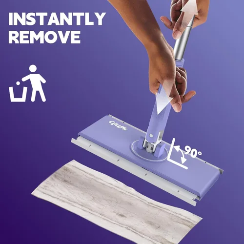 Miniatura 3 de Trapeador de Polvo Desechable, Fijación y Remoción de Paño Sin Contacto al Instante, Compatible con Almohadillas Swiffer, Trapeador con Clip