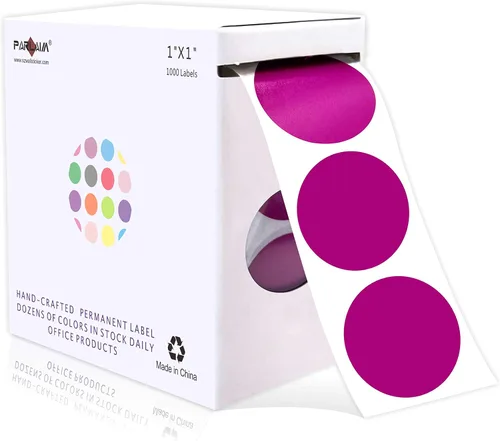 Miniatura 13 de PARLAIM Pegatinas adhesivas permanentes redondas de 1 pulgada con código de color en forma de puntos, 1000 por rollo, caja dispensadora de Azul