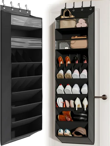 Miniatura 8 de Mefirt - Zapatero sobre la puerta para armario para más de 18 pares, organizador de zapatos de puerta con grandes bolsillos transpirables, zapatero