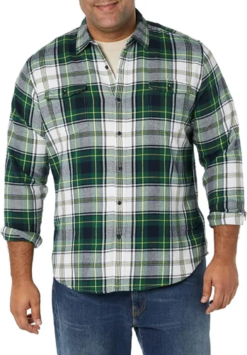 Miniatura 4 de Tienda Essentials Camisa de franela de manga larga con dos bolsillos para hombre