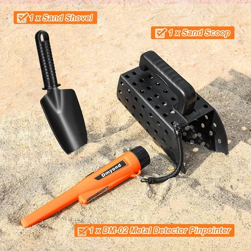 Miniatura 2 de Dmyond Detector de Metales Pinpointer y Accesorios - Varilla Puntera de Mano Impermeable Completa IP68 con 3 Modos - Incluye Tamiz para Arena