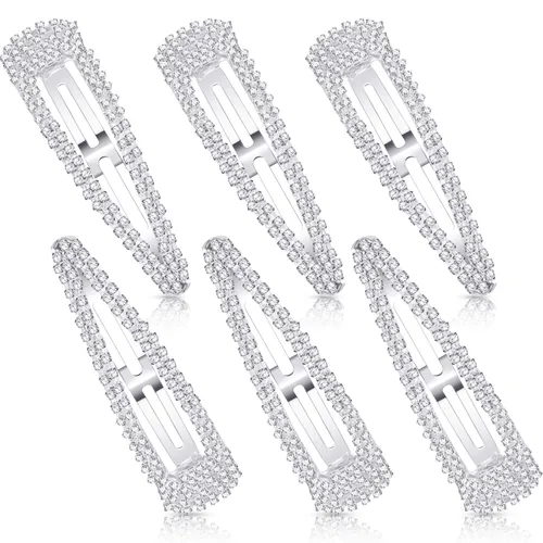 Miniatura 6 de Geyoga 6 pinzas para el cabello con diamantes de imitación a presión de 4 pulgadas, pasadores de metal para el cabello, horquillas de cristal