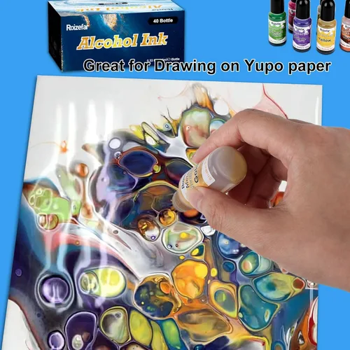 Miniatura 6 de Roizefar Juego de tinta de alcohol - 40 botellas de colores vívidos de alta concentración, pintura metálica a base de alcohol, tinte de resina, 40