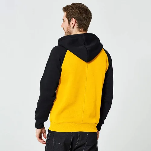 Miniatura 3 de Sudadera con manga larga estilo raglán en contraste, con forro polar, con capucha y bolsillo tipo canguro, para hombre