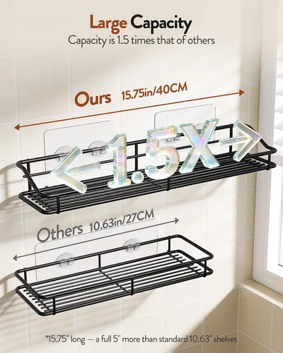 Miniatura 2 de Orimade Organizador adhesivo para baño, cesta de almacenamiento de ducha, estante de especias de cocina, sin perforaciones, acero inoxidable SUS304