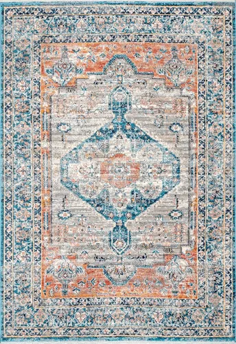 Miniatura 3 de nuLOOM Brynn Petalled Medallion - Alfombra de área, 4 x 6, color beige