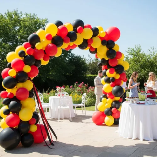 Miniatura 6 de TNWBA Globos rojos, negros y amarillos, 120 globos de látex, decoración de cumpleaños, boda, baby shower, fiesta Rojo Negro Amarillo