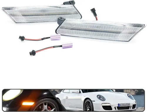 Miniatura 4 de 2 piezas de kit de luces de señal de giro laterales LED dinámicas secuenciales intermitentes para Porsche Carrera 2005-2013 para Boxster 987 Lente