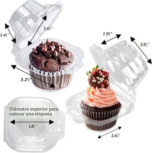 Miniatura 3 de NPLUX Paquete de 25 recipientes individuales para cupcakes, cajas de plástico para cupcakes, soportes apilables para cupcakes