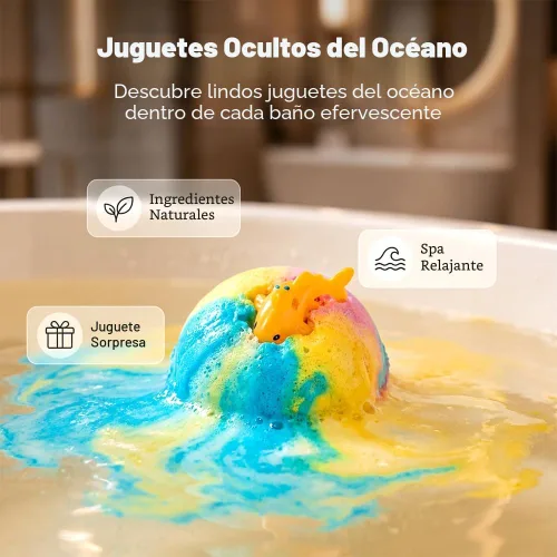 Miniatura 6 de Ocean Toy - Bombas de baño con manga de bola de sal de baño, paquete de 12 bombas de baño con primavera sorpresa en el interior, regalos de Pascua