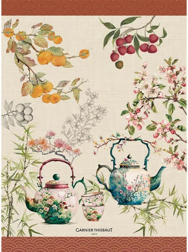 Miniatura 4 de Garnier-Thiebaut, Giardino, Bleu Toalla de cocina, mezcla de algodón/lino Monocromo Fusain