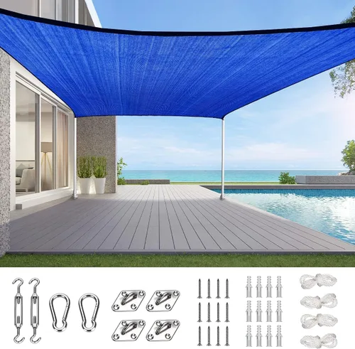 Miniatura 26 de Toldo Quictent de polietileno de alta densidad, 6.53 oz/m², rectangular, para exteriores, 98 % protección UV, kit de herramientas, sombra para patio