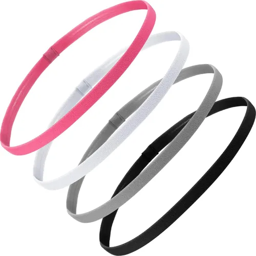 Sumind 4 Pieces Thick Non-Slip Elastic Sport Headbands, Elastic Silicone Grip Exercise Hair and Sweatbands for Yoga