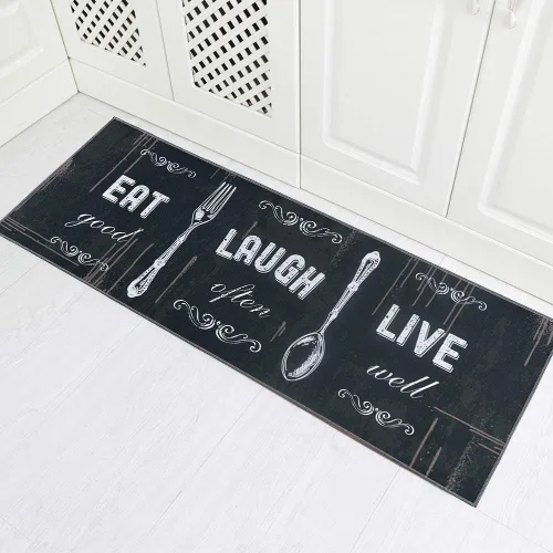 Miniatura 3 de Juego de 2 alfombras de cocina de 17 x 48 pulgadas + 17 x 24 pulgadas, tapetes antideslizantes lavables para suelo de cocina, 2 tapetes cómodos
