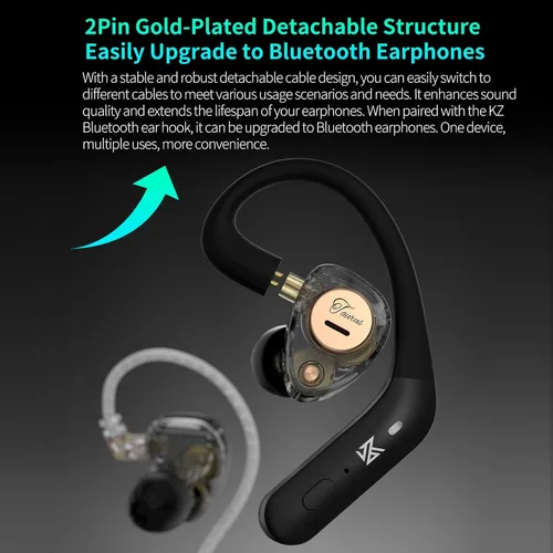 Miniatura 8 de KZ Taurus - Monitor de oído, estructura horizontal 2DD KZ IEMS, auriculares para juegos con cable desmontable para cantantes, músicos, jugadores