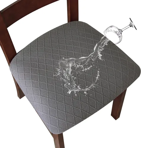 Miniatura 25 de Genina Fundas de asiento impermeables para sillas de comedor, fundas para sillas de comedor, fundas para sillas de cocina (caqui, 6 piezas)