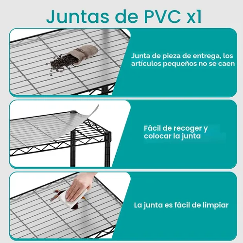 Miniatura 5 de SINGAYE Estante de almacenamiento con 3 estantes pequeños, estante de alambre, estante de metal, organizadores ajustables, estantes de Negro