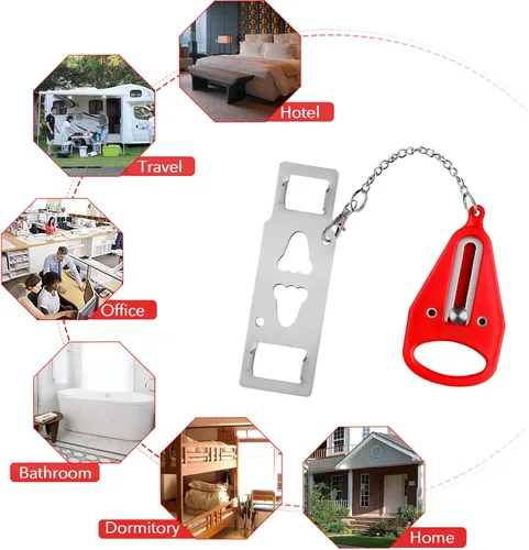 Miniatura 8 de Cerradura de puerta portátil, paquete de 2 cerraduras adicionales sólidas y resistentes para mayor privacidad y seguridad en hoteles, apartamentos