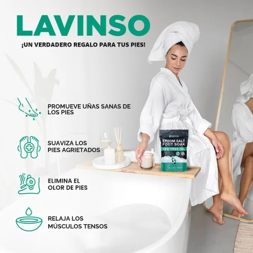 Miniatura 3 de Aceite de árbol de té para pies con sal de Epsom, fabricado en Estados Unidos, para la salud de las uñas de los pies, pies de atletas, olor