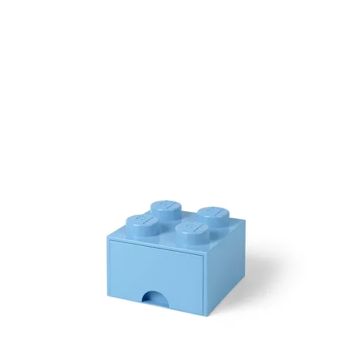 Lego - Caja en forma de bloque tipo Lego, 4 perillas, 1 caja, apilable, caja de almacenamiento Azul real claro