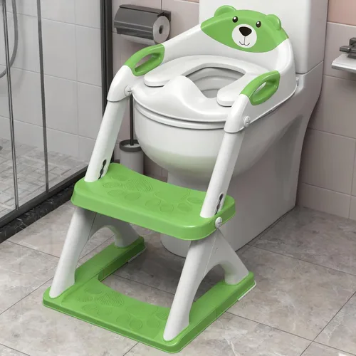 Miniatura 9 de SKYROKU - Asiento de inodoro mejorado para niños y niñas, para entrenamiento de baño, almohadilla antideslizante para protección contra 8838-azul