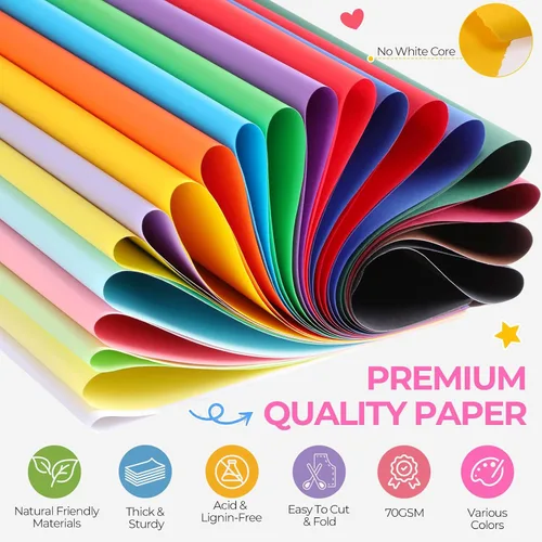 Miniatura 4 de Yahenda 500 piezas de papel de construcción de 12 x 18 pulgadas, varios colores, tarjetas ligeras a granel, papel de construcción de colores grandes