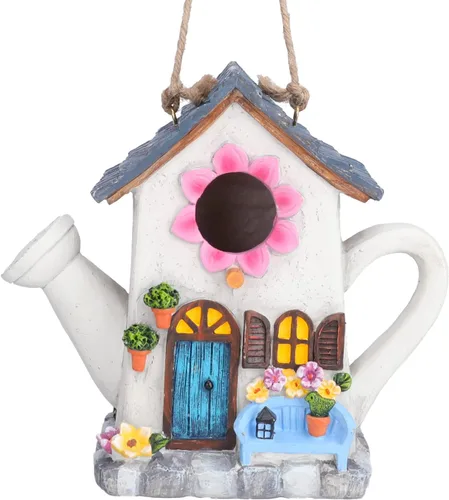 Miniatura 14 de Yinns Casa de pájaros de resina para exteriores, casas de pájaros para exteriores para anidar pájaros silvestres, casas decorativas de piedra