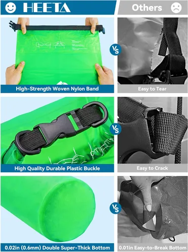 Miniatura 4 de HEETA Bolsa Seca Impermeable para Mujeres y Hombres, 5L/10L/20L/30L/40L Tapa Enrollable Bolsa de Almacenamiento Seca Ligera Mochila con Funda