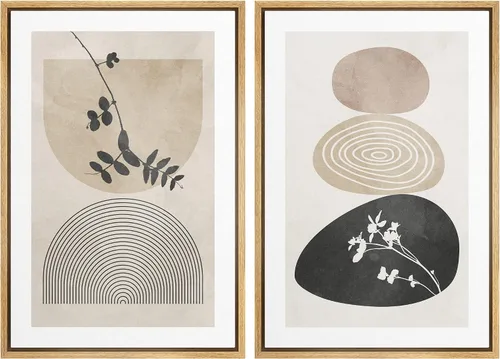 Miniatura 85 de SIGNWIN Lienzo enmarcado para pared, ilustraciones abstractas texturizadas en tonos beige terrosos, arte moderno, decorativo, contemporáneo