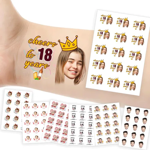 Miniatura 17 de Tatuajes temporales personalizados con foto y nombre, logotipo personalizado para adultos, niños, mujeres, hombres, regalo de boda, cumpleaños