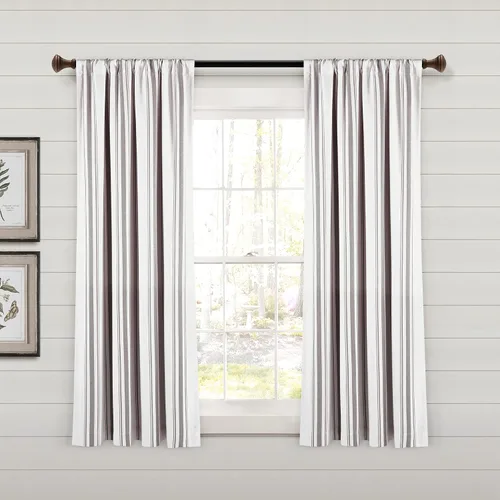 Miniatura 27 de Lush Decor Farmhouse Stripe - Par de paneles de cortinas de ventana de algodón reciclado ecológico teñido en hilo a rayas, 42" A x 63" L, Negro