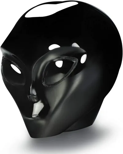 Skullis 2.0 "Cráneo alienígena de cristal de obsidiana negra, escultura de arte fino de piedras preciosas talladas a mano, estatua de piedra