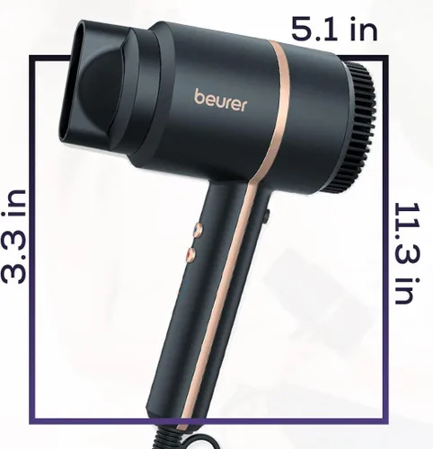 Miniatura 9 de Beurer HC35 - Secador de pelo compacto de 1500 W, tecnología iónica que reduce el encrespamiento, secador de pelo de viaje ligero y portátil con 4
