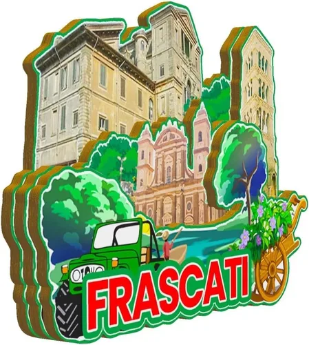 Miniatura 2 de Frascati Lazio Italia imán de nevera de madera 3D monumentos de viaje coleccionables recuerdos decoración hecha a mano -2468