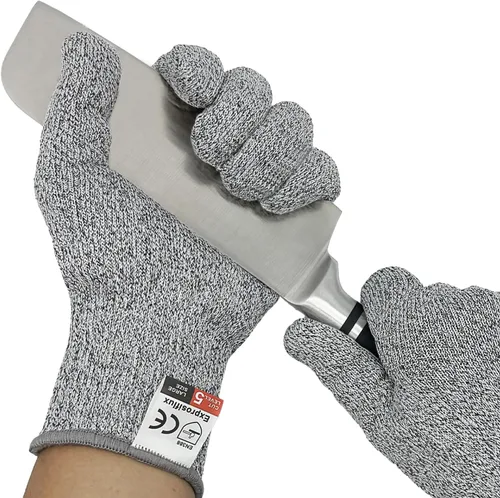 2 pares de guantes de trabajo resistentes a los cortes EN388 Nivel 5 – Protección de alto rendimiento, aptos para alimentos y lavables a máquina,